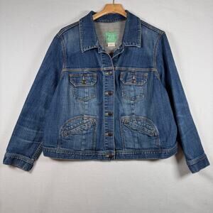 Vintage Old Navy Plus Women Denim Jeans Jacket Y2K Boxy Trucker size 2X Blue